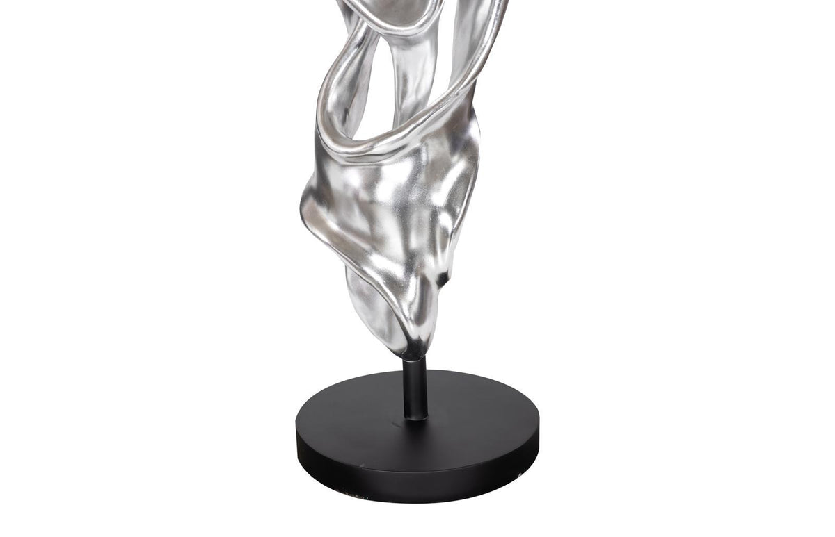 Dancing Ribbon 92”H in Coupé, Silver Leaf Sculpture