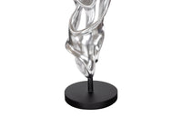 Dancing Ribbon 92”H in Coupé, Silver Leaf Sculpture