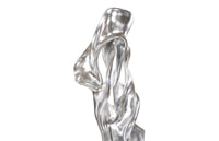 Dancing Ribbon 92”H in Coupé, Silver Leaf Sculpture