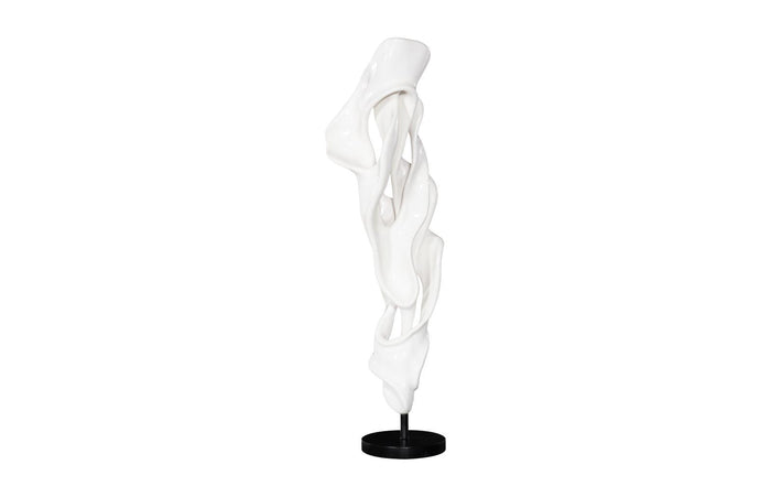 Dancing Ribbon 92”H in Coupé, Gel Coat White Cast Stone Indoor/Outdoor Sculpture
