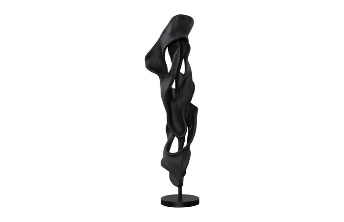 Dancing Ribbon 92”H in Black Cast Stone Sculpture