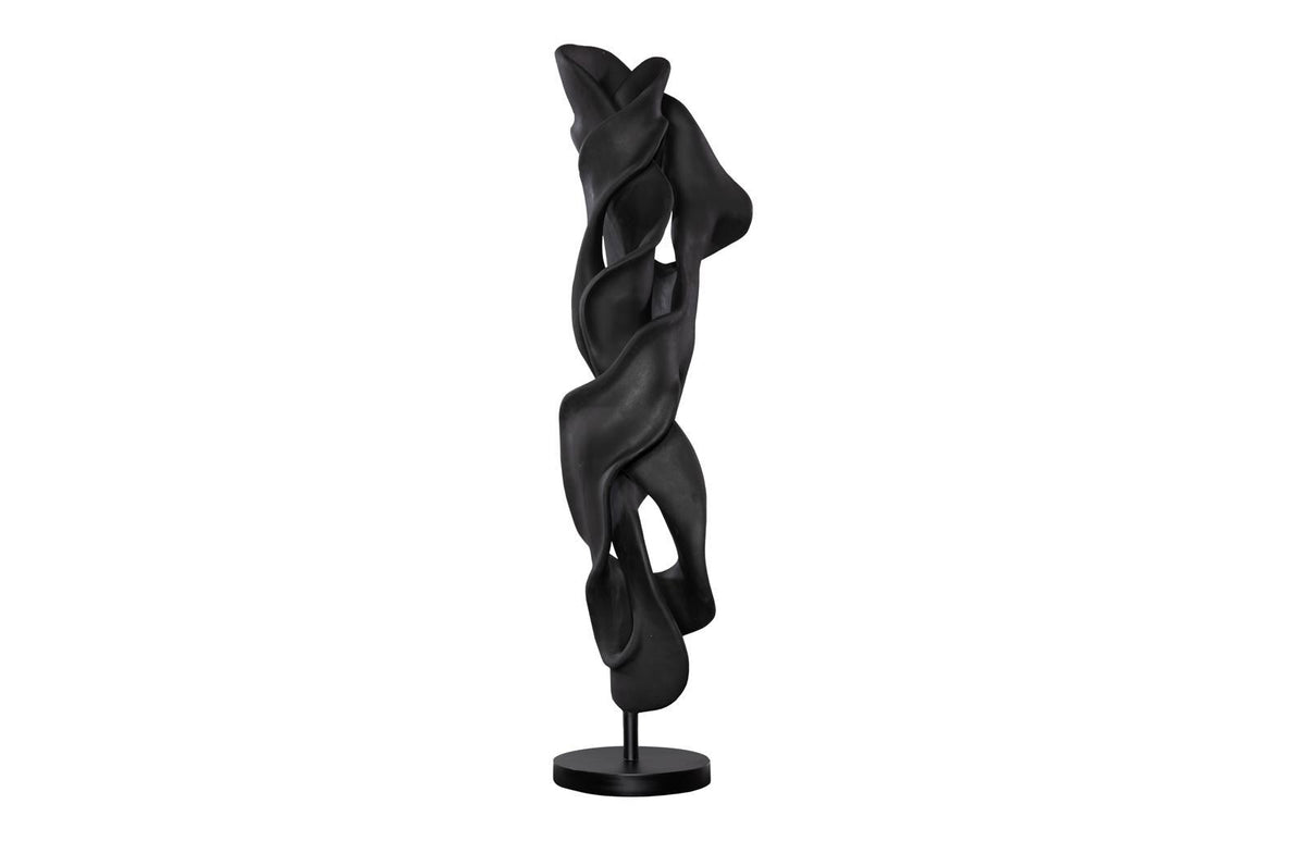 Dancing Ribbon 92”H in Black Cast Stone Sculpture