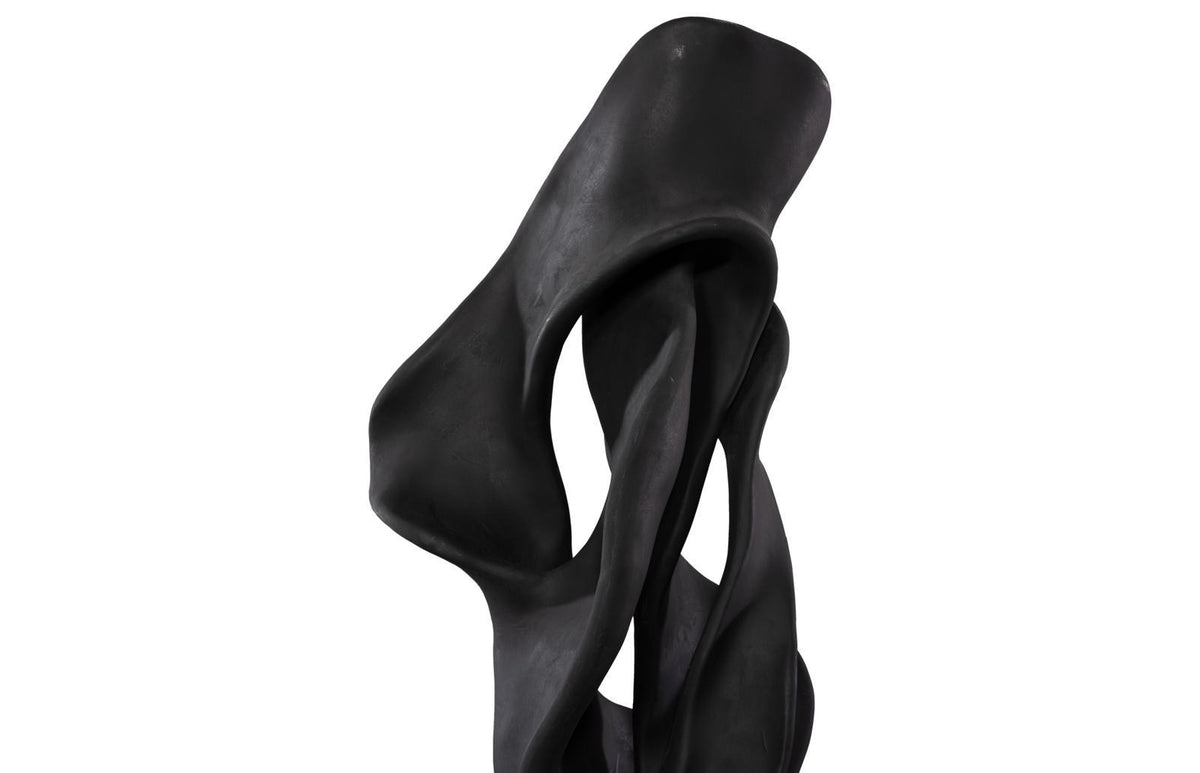 Dancing Ribbon 92”H in Black Cast Stone Sculpture
