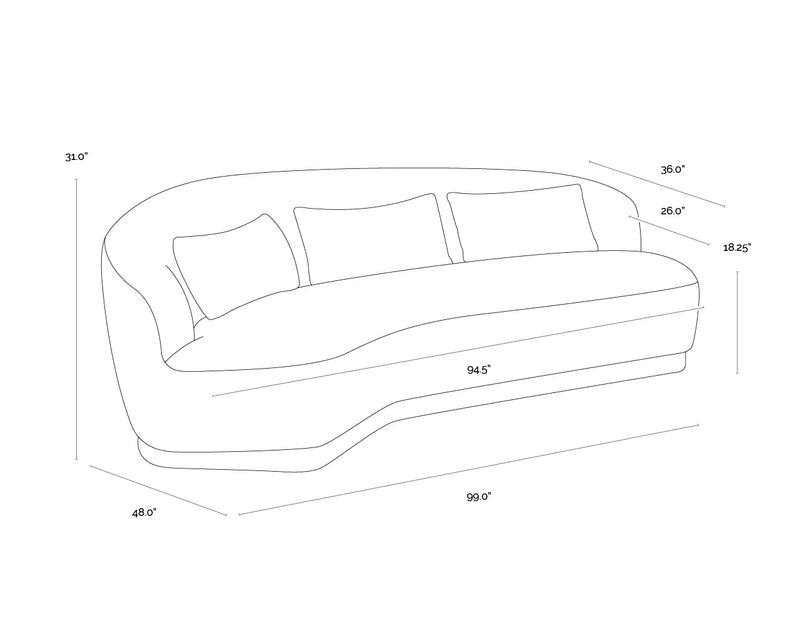Soraya 99" Dove Cream Sofa