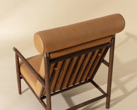 Biko Camel Leather & Solid Oak Accent Chair