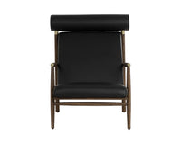 Biko Black Leather & Solid Oak Accent Chair