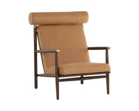 Biko Camel Leather & Solid Oak Accent Chair