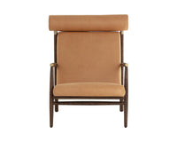 Biko Camel Leather & Solid Oak Accent Chair