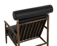 Biko Black Leather & Solid Oak Accent Chair