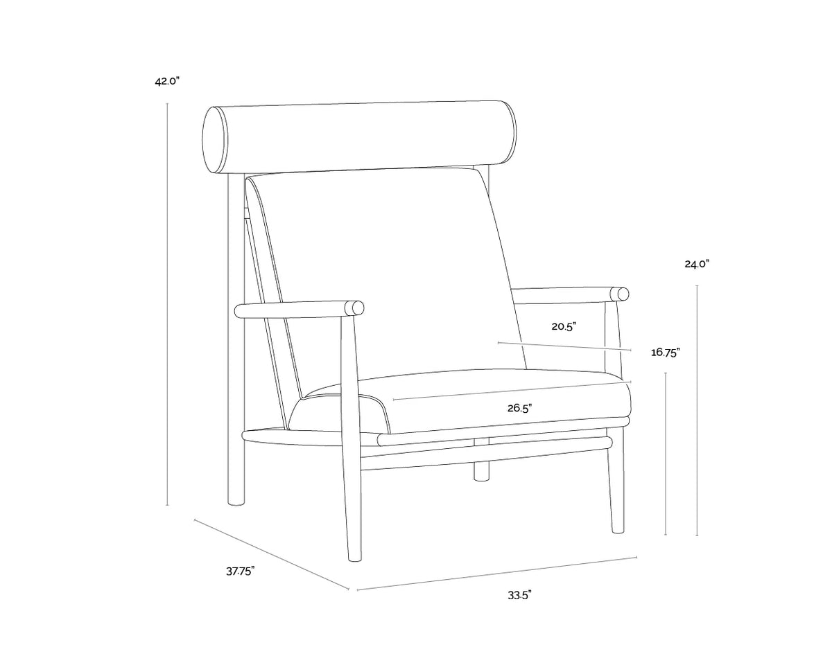 Biko Camel Leather & Solid Oak Accent Chair