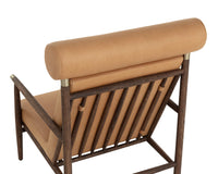 Biko Camel Leather & Solid Oak Accent Chair