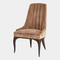 Channel Tufted Formal Mushroom Velvet Dining Chair