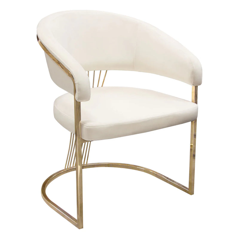 Adelpha Cream Velvet with Polished Gold Dining Chair