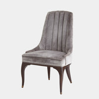 Channel Tufted Formal Gargoyle Velvet Dining Chair
