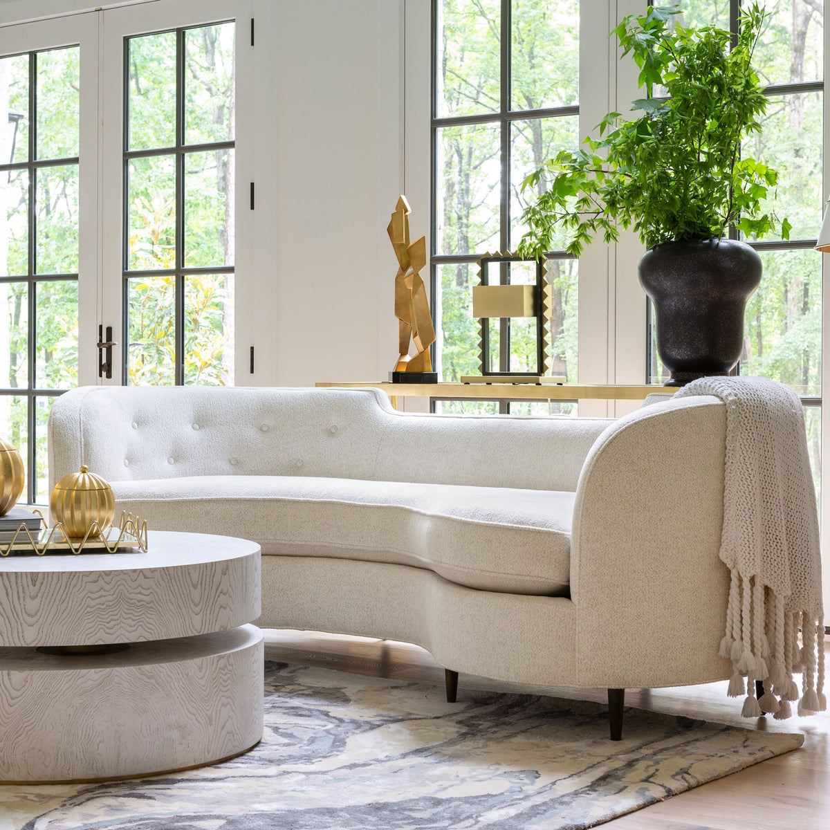 Lauren 90" Stylishly Curved Sofa With Legs