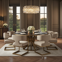 True Modern Off-White Velvet & Brass Dining Chair