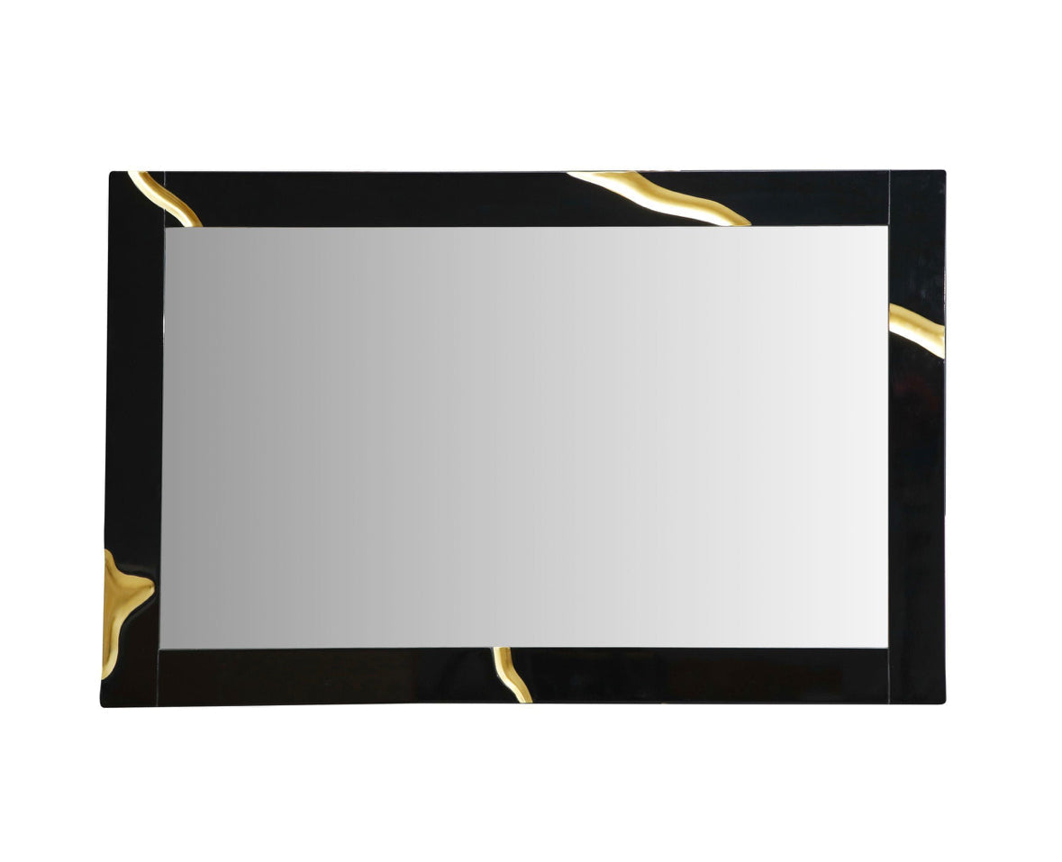 Fable Large Modern Black Gloss with Gold Mirror