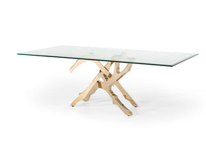 Erra Modern Glass & Gold Dining Table