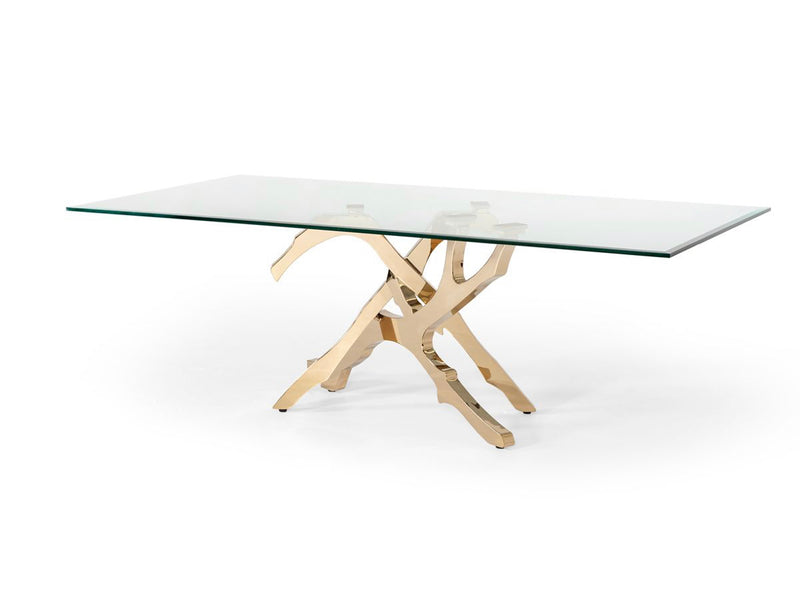 Erra Modern Glass & Gold Dining Table
