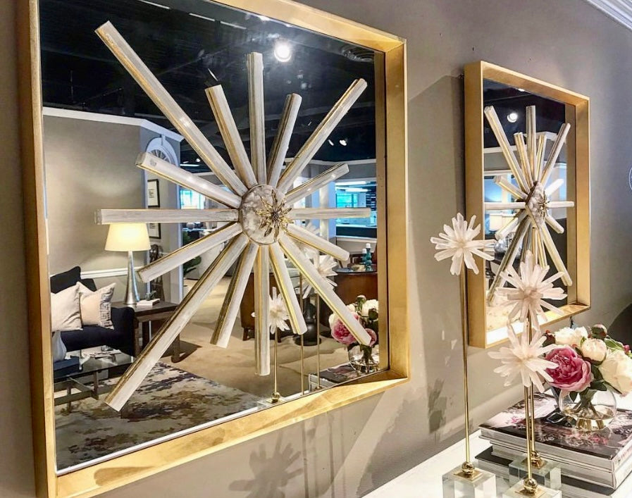 Thora Star-Crossed Selenite Quartz and Gold Leaf Mirror