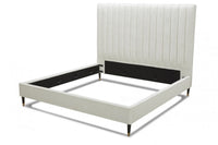 Mirza Contemporary White Velvet Fabric Bed
