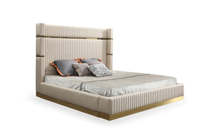 Fable Beige Modern Bonded Leather Bed