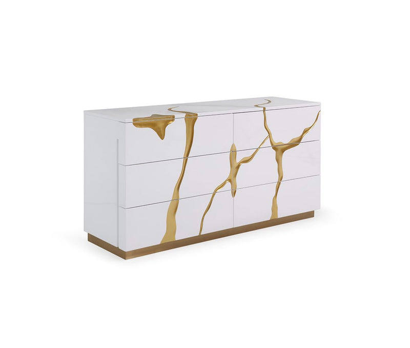 Fable Modern White Gloss with Gold Dresser