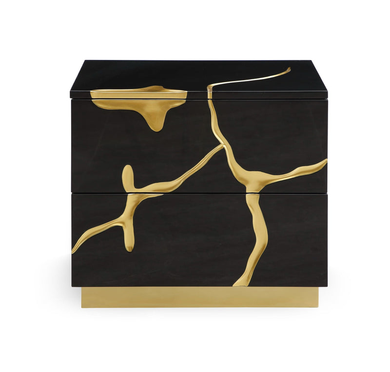 Fable Modern Black & Gold Nightstand