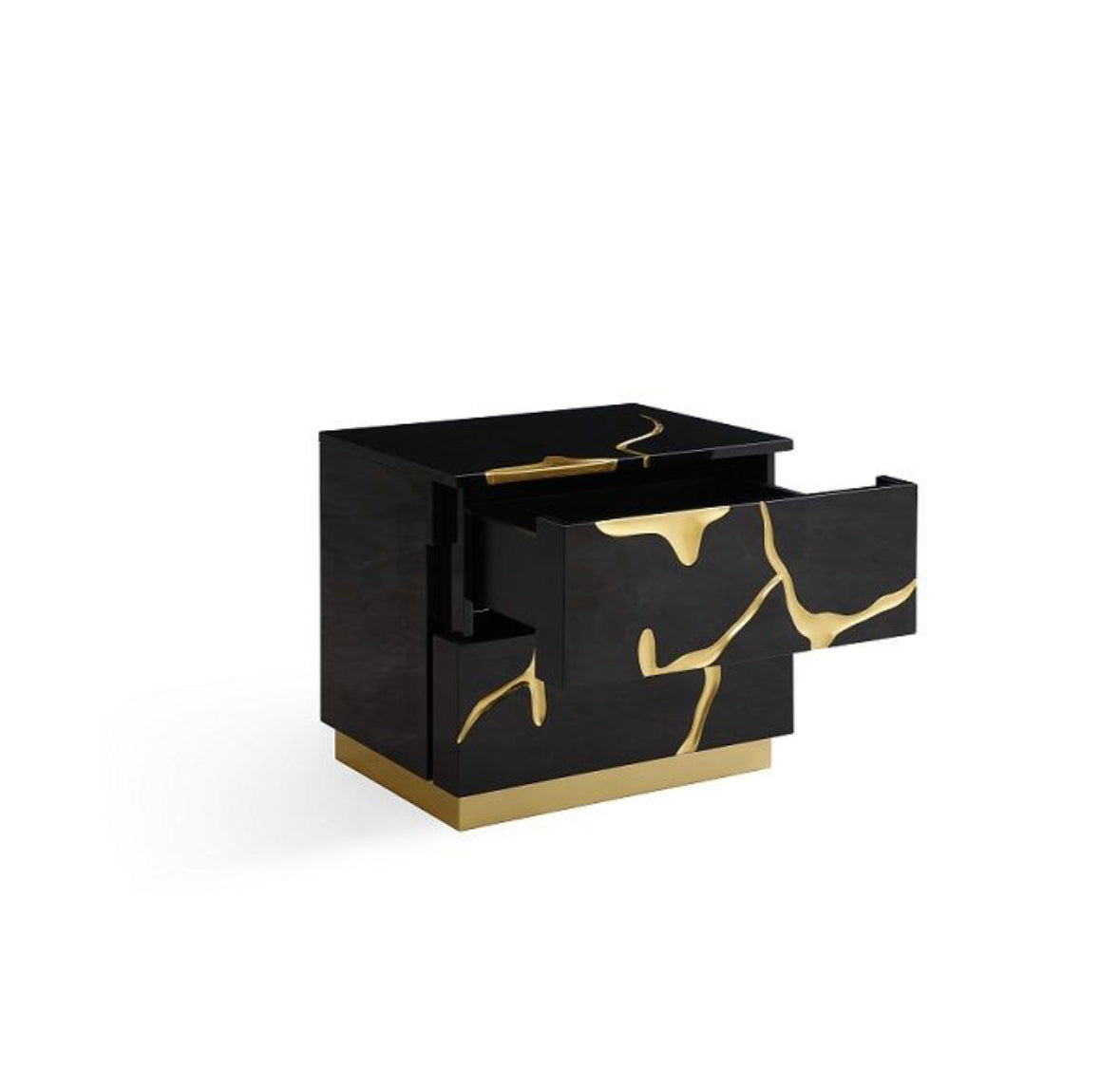 Fable Modern Black & Gold 2-DrawerNightstand
