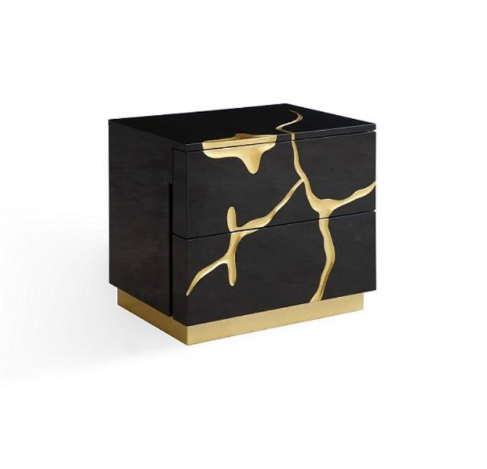 Fable Modern Black & Gold 2-DrawerNightstand