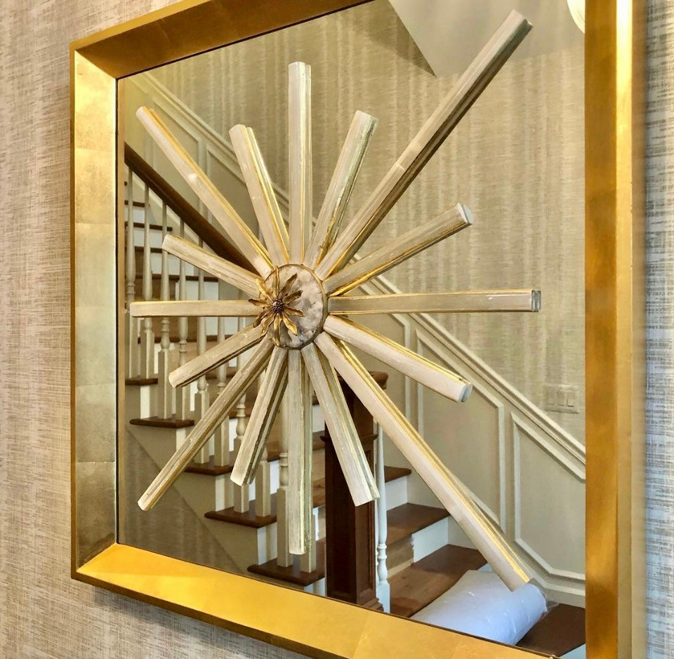 Thora Star-Crossed Selenite Quartz and Gold Leaf Mirror
