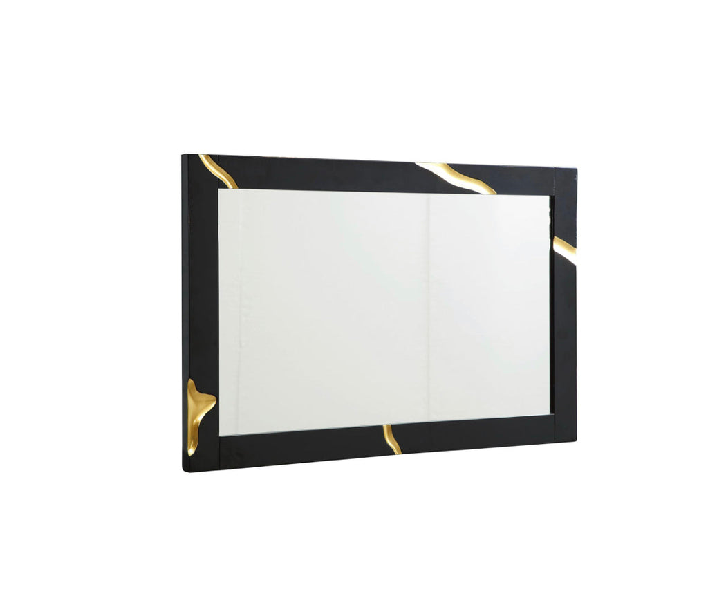 Fable Large Modern Black Gloss with Gold Mirror