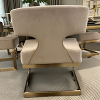 True Modern Off-White Velvet & Brass Dining Chair