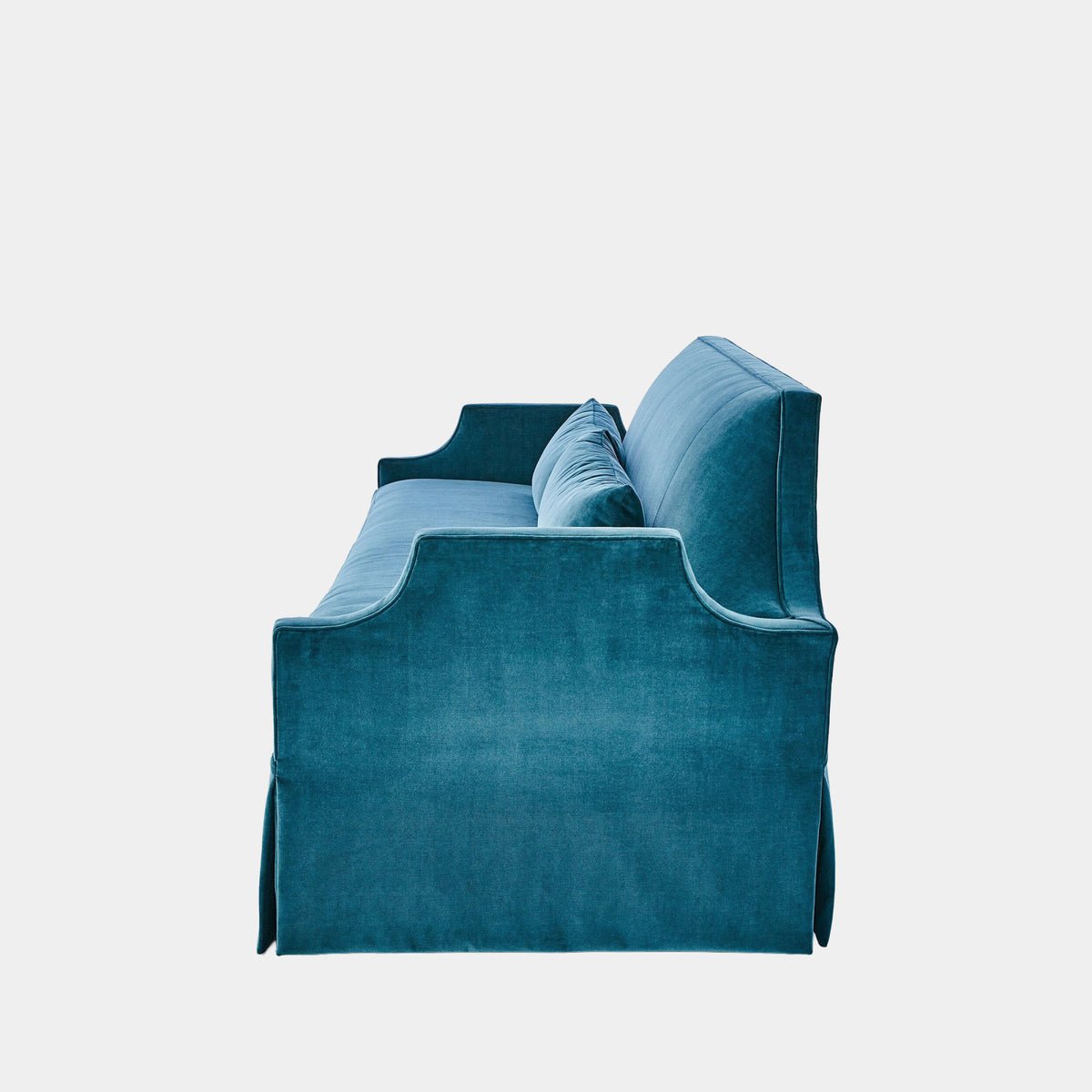 Regal 90" Dragonfly Blue Skirted Sofa