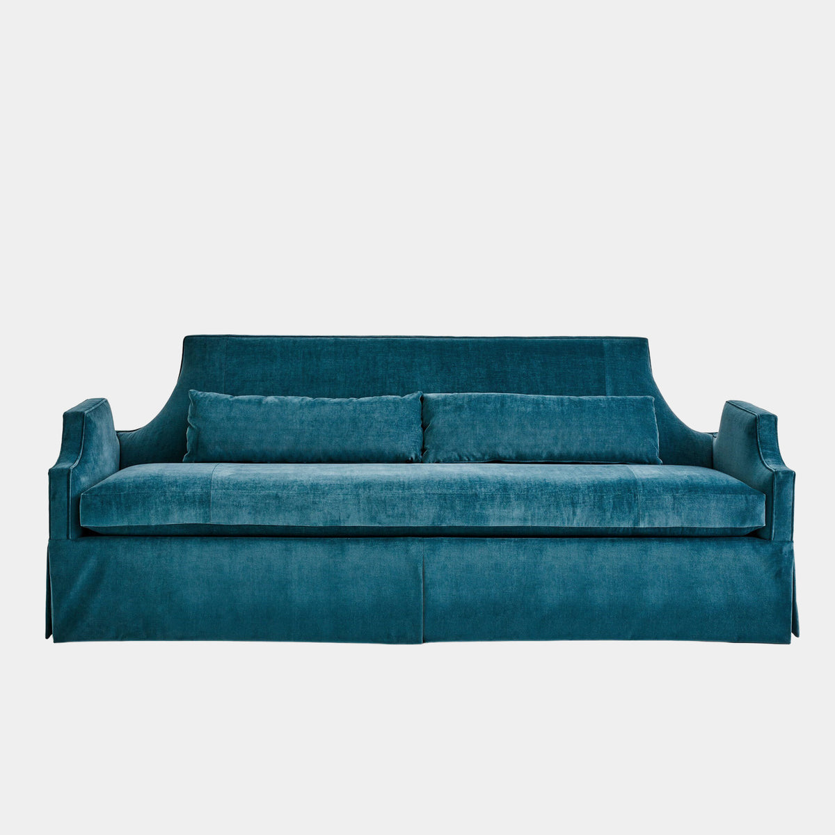 Regal 90" Dragonfly Blue Skirted Sofa
