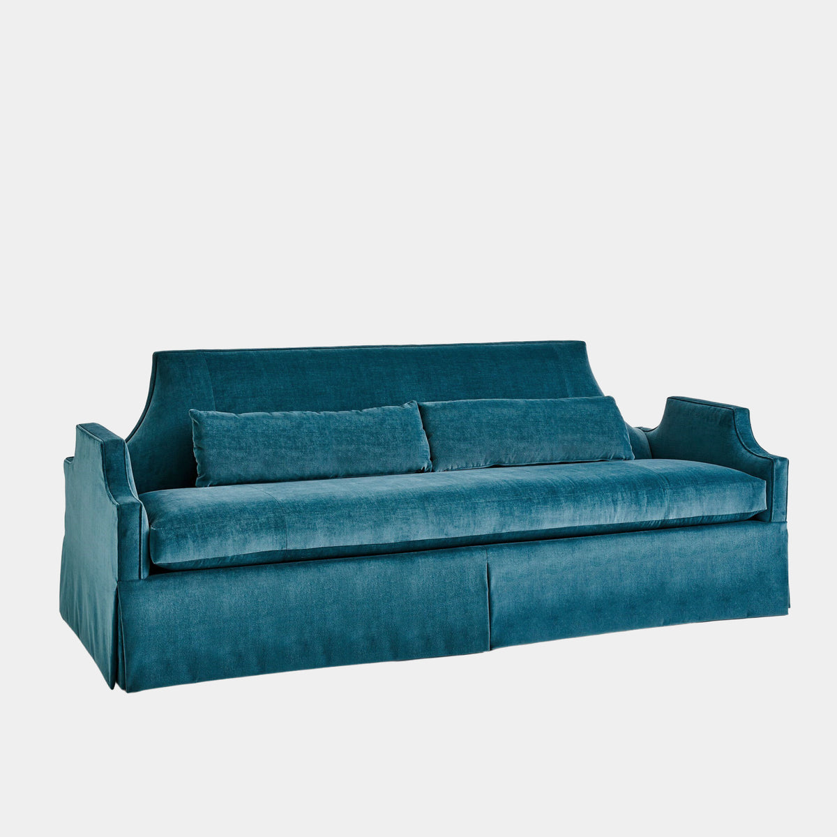Regal 90" Dragonfly Blue Skirted Sofa