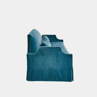 Regal 90" Dragonfly Blue Skirted Sofa