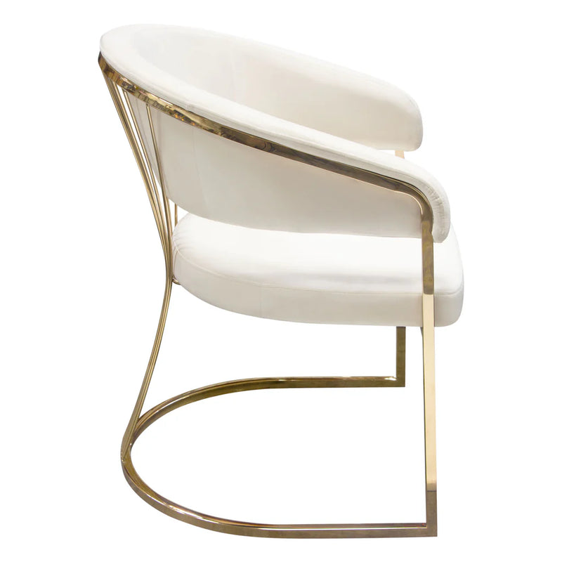 Adelpha Cream Velvet with Polished Gold Dining Chair