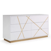 Ivo Modern 66" Wide White and Gold Dresser