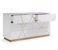 Ivo Modern 66" Wide White and Gold Dresser