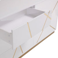 Ivo Modern 66" Wide White and Gold Dresser
