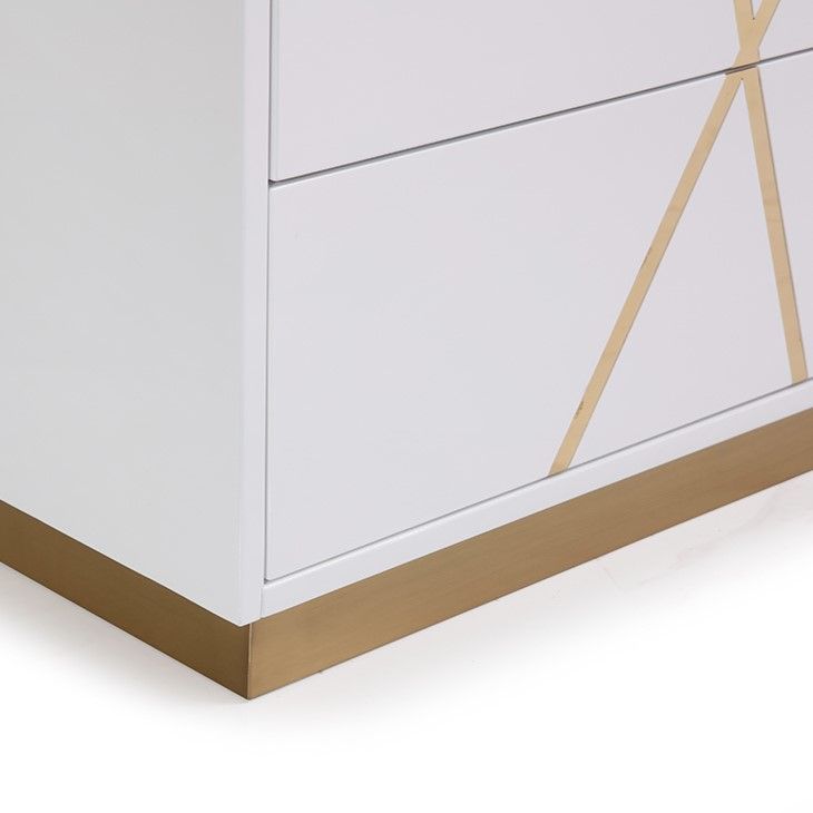 Ivo Modern 66" Wide White and Gold Dresser
