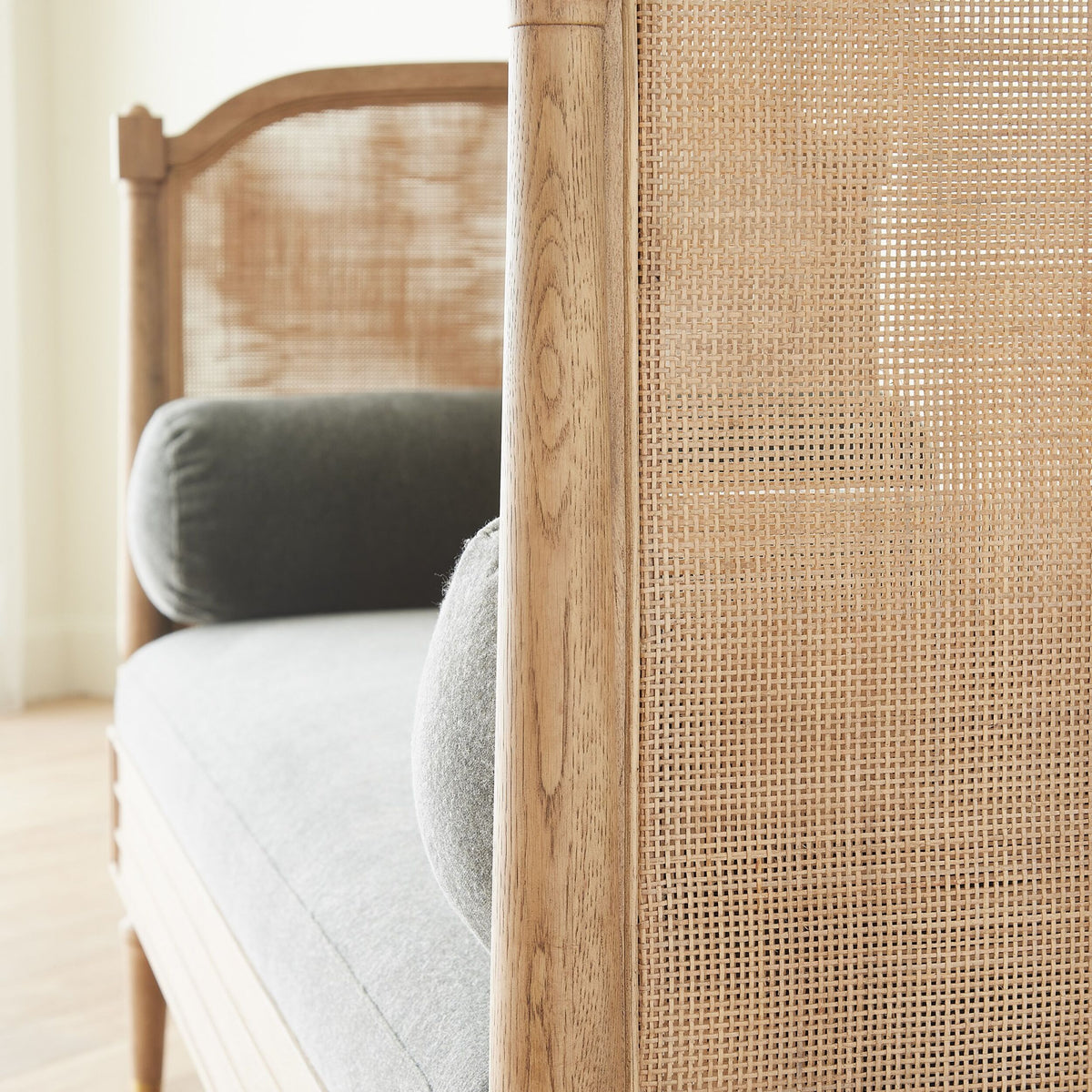 Josephine 74" Bleached Oak & Velvet Daybed