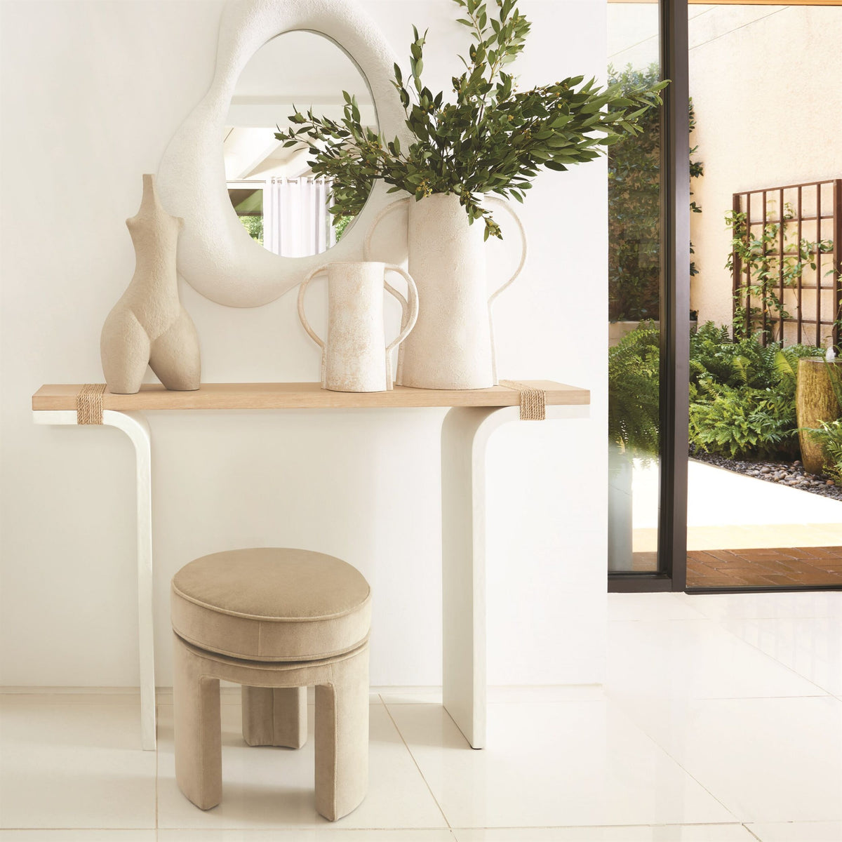 Lily Beige Ottoman