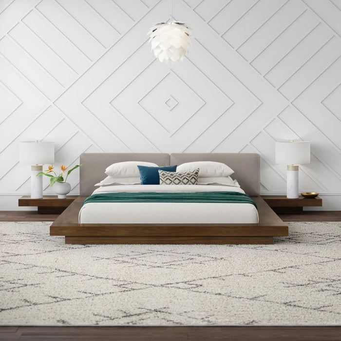 Bram Contemporary Walnut & Grey Bed