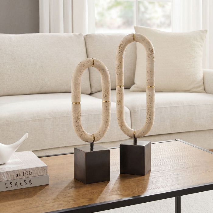 Tay Oval Ivory & Dark Bronze Décor Object (Set of 2)