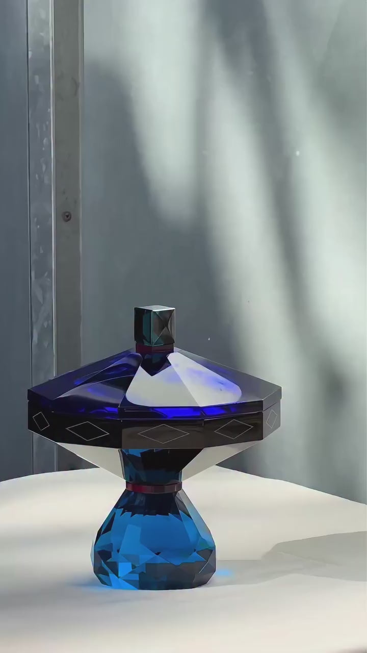 Jacqueline European Artist Collection Crystal Cobalt Bonbonniere