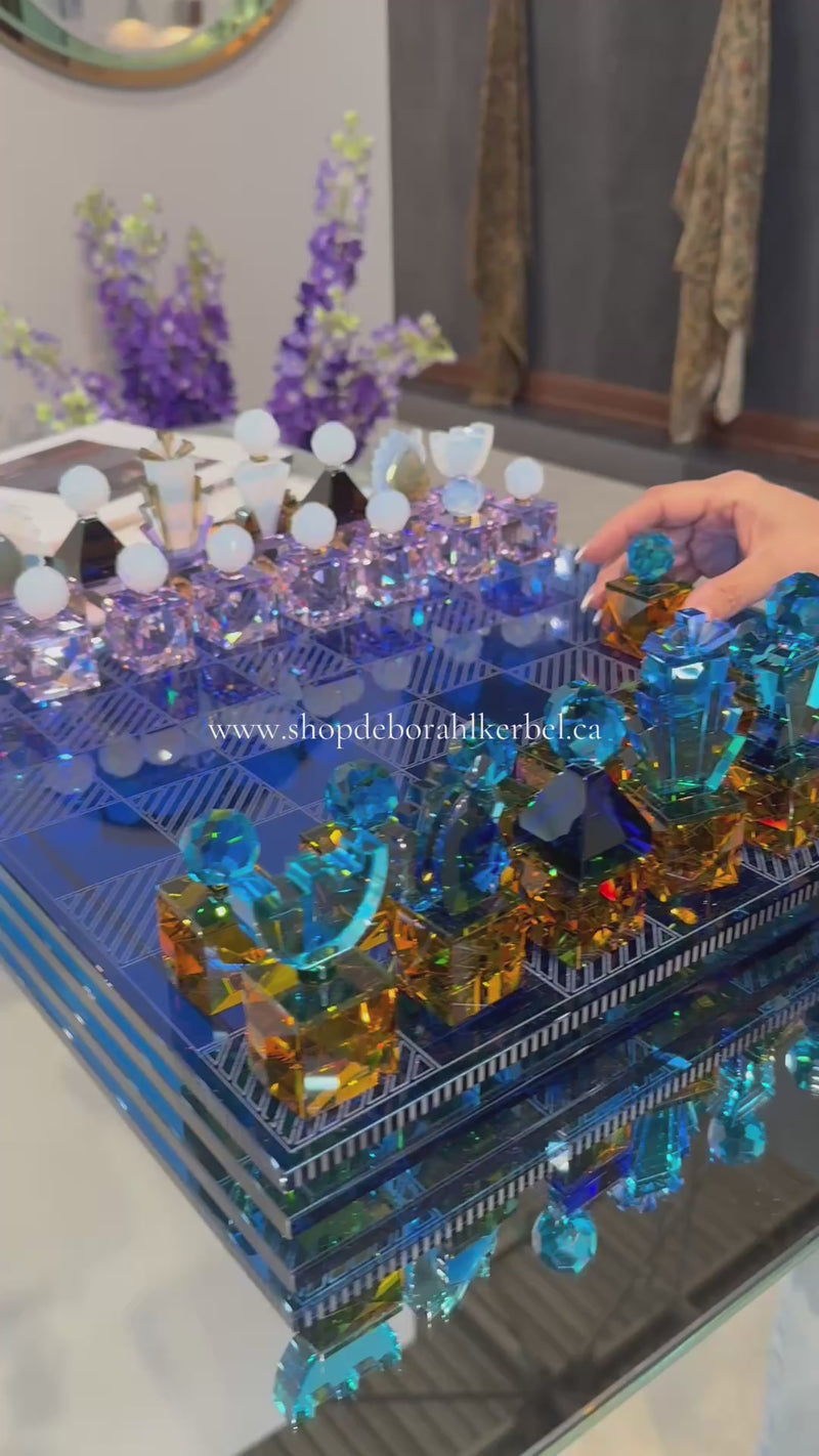 Amira European Artist Collection Crystal Chess Board Set