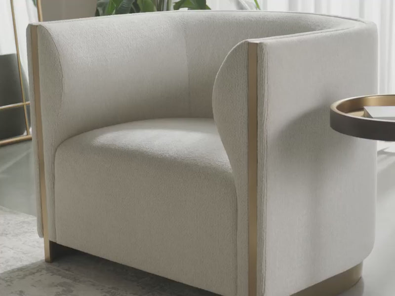 Larron Performance Fabric & Gold Accent Chair
