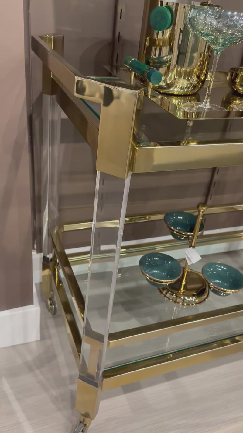 The Georgia Polished Gold Bar Cart